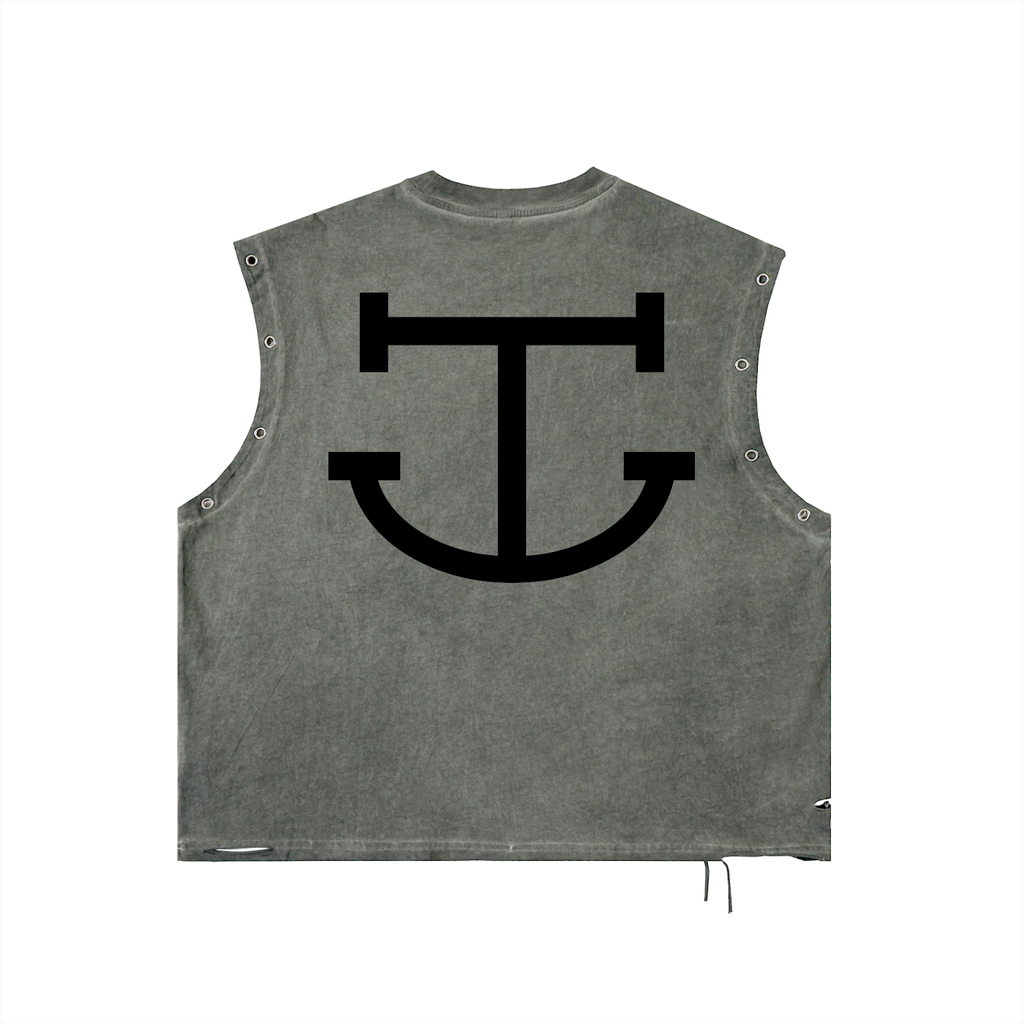CUT ROUGHER™ - Distressed Grommet Eyelet Tank Top