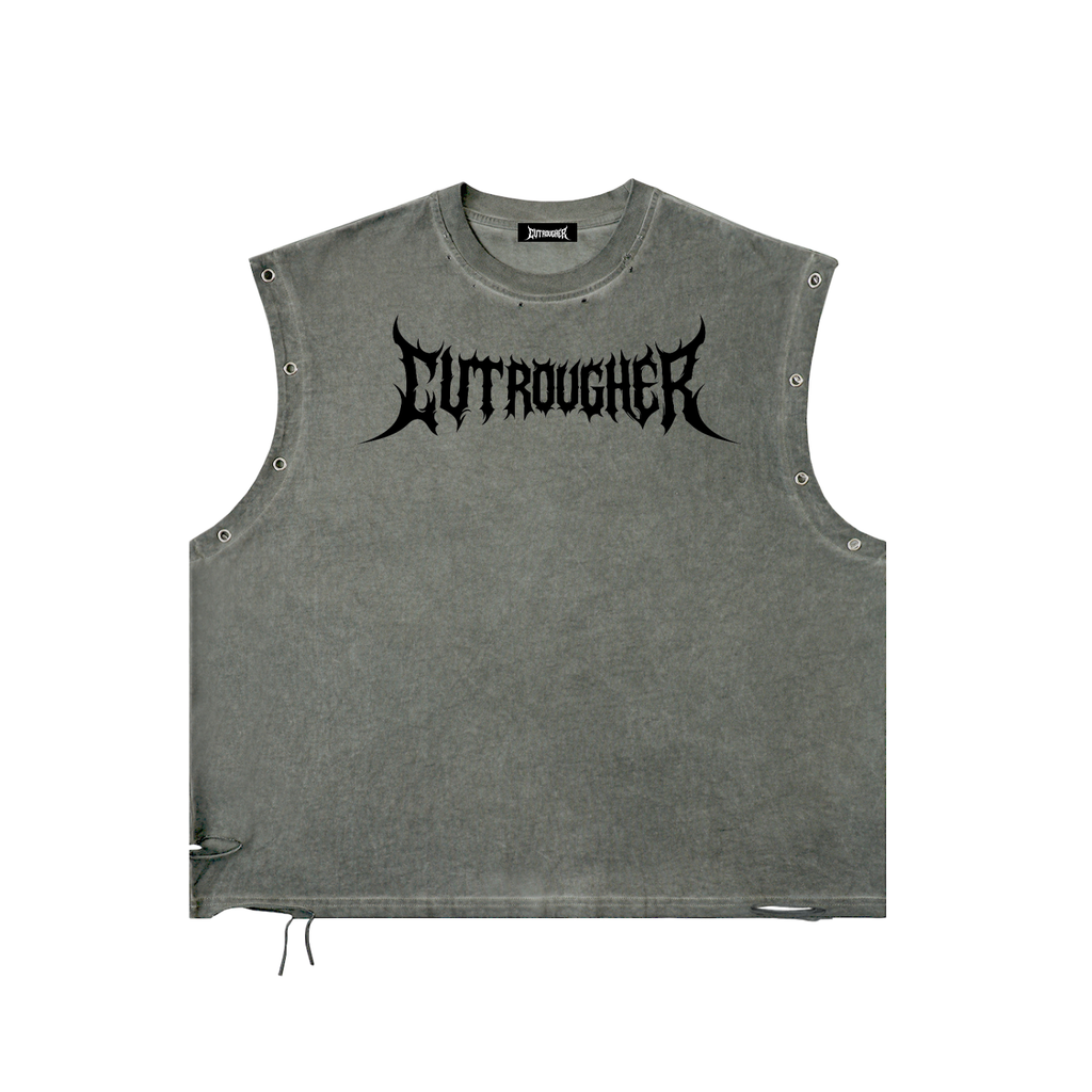 CUT ROUGHER™ - Distressed Grommet Eyelet Tank Top