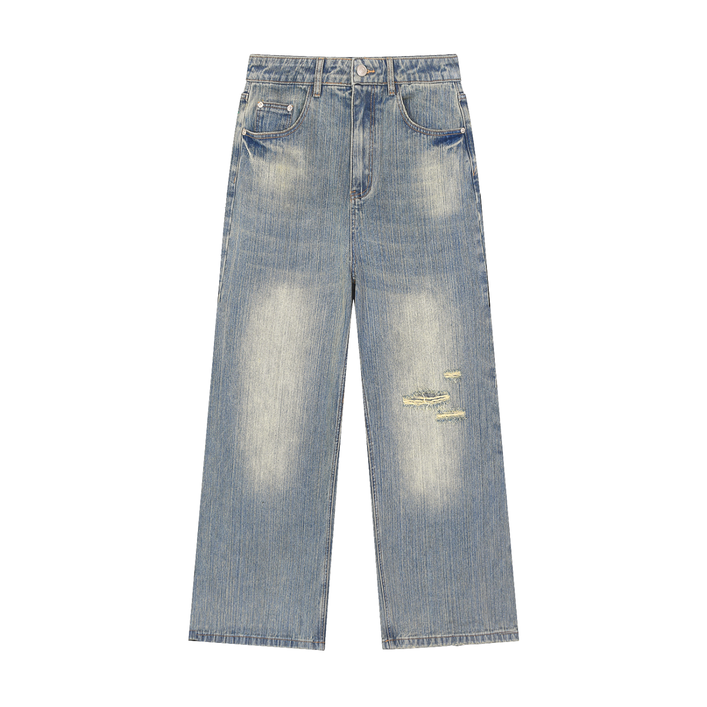 CUT ROUGHER™ - Vintage Wash Distressed Denim Jeans
