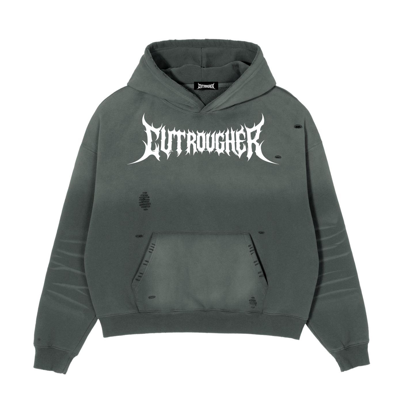 CUT ROUGHER™ - Frayed Sunfade Boxy Fleece Hoodie
