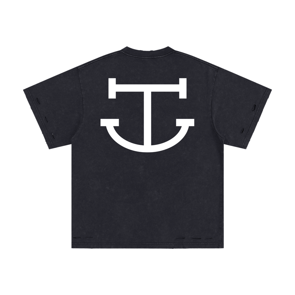 CUT ROUGHER™ - Heavyweight Snow Washed Hand-Frayed T-Shirt