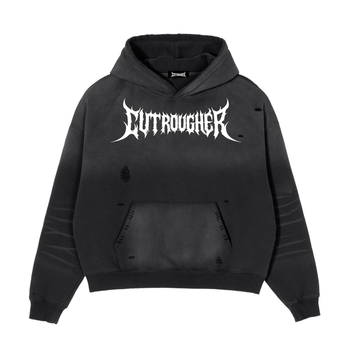 CUT ROUGHER™ - Frayed Sunfade Boxy Fleece Hoodie
