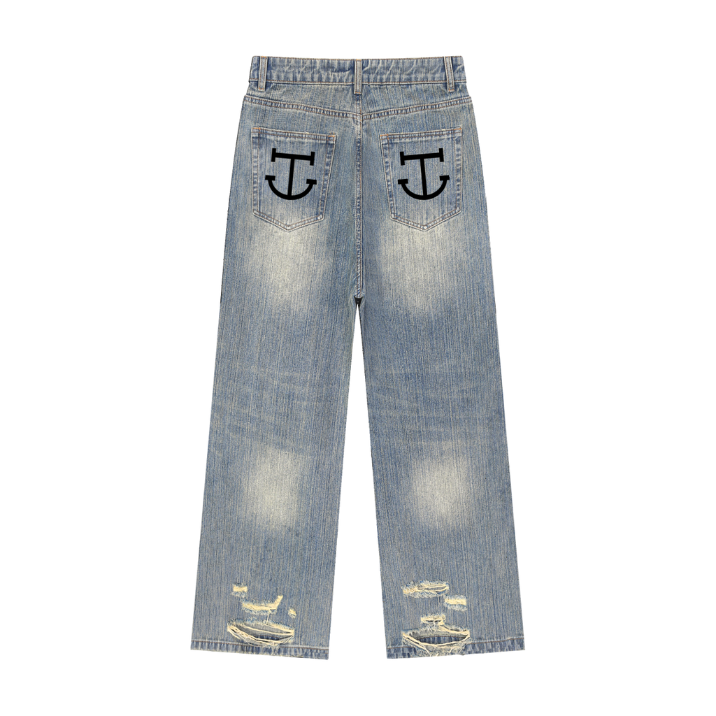CUT ROUGHER™ - Vintage Wash Distressed Denim Jeans
