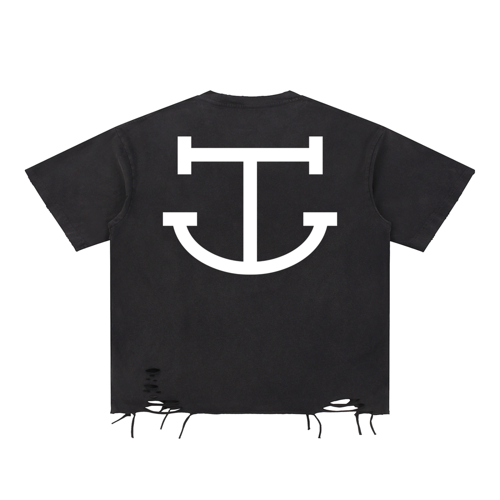 CUT ROUGHER™ - Snow Washed Raw-Hem T-Shirt